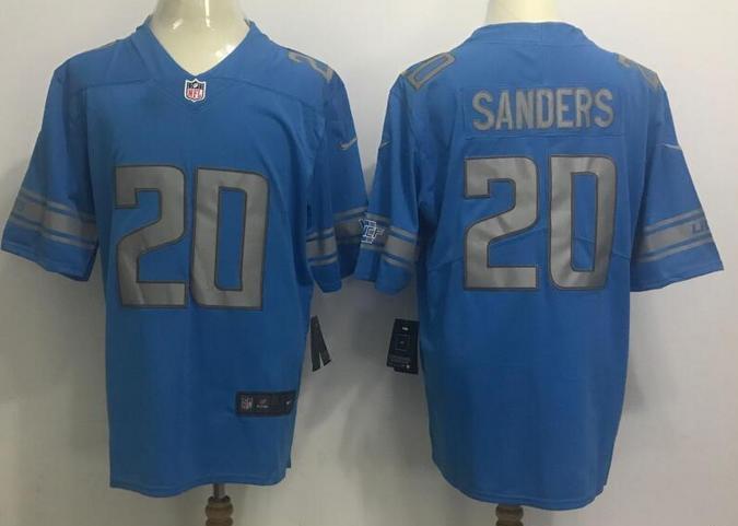 Nike Detroit Lions 20 Barry Sanders Steel Rush Limited men Blue football Jersey