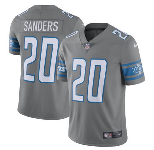 Nike Detroit Lions 20 Barry Sanders Steel Rush Limited men grey football Jersey