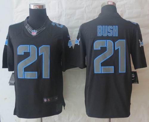 Nike Detroit Lions 21 Bush Impact Limited Black Jerseys