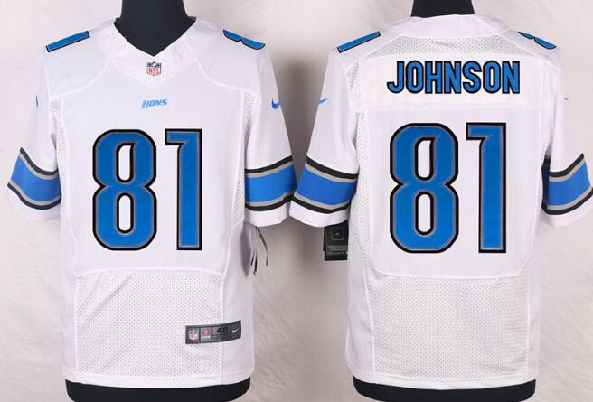 Nike Detroit Lions 81 Calvin Johnson Elite White NFL Jerseys
