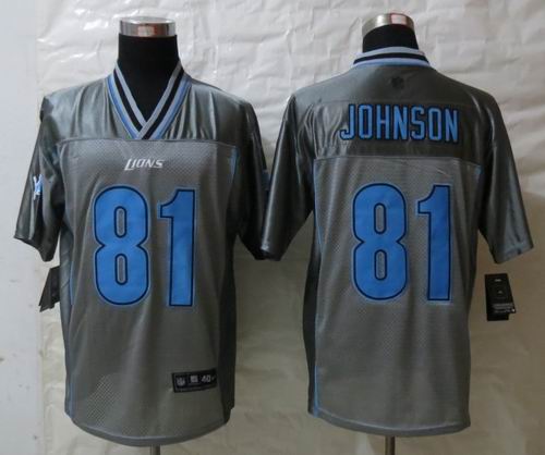 Nike Detroit Lions 81 Johnson Grey Vapor Elite Jerseys