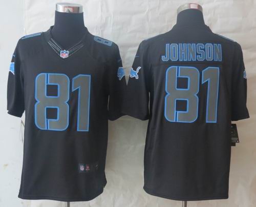 Nike Detroit Lions 81 Johnson Impact Limited Black Jerseys