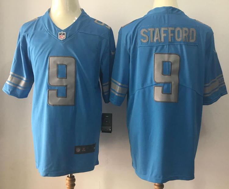 Nike Detroit Lions 9 Matthew Stafford Steel Rush Limited men Blue football Jerseys