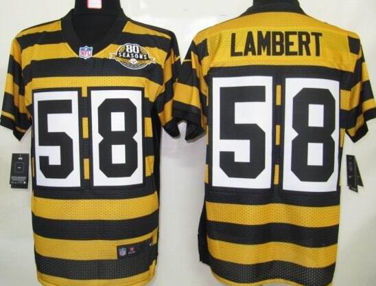 Nike Elite 58 Pittsburgh Steelers Jack Lambert Yellow Black 80th NFL Throwback Jerseys NFL