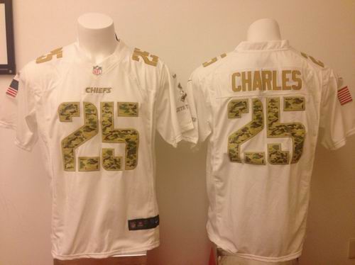 Nike Elite Kansas City Chiefs 25 Jamaal Charles White NFL Jerseys American flag patch