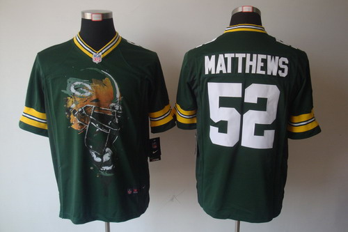 Nike Green Bay Packers 52 Clay Matthews Green NFL Helmet Tri-Blend Limited Jerseys