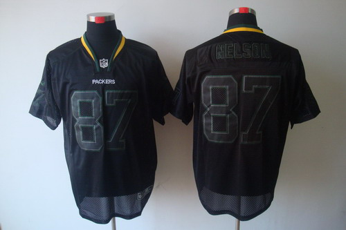 Nike Green Bay Packers 87 Jordy Nelson Elite Black NFL Lights Out Jerseys