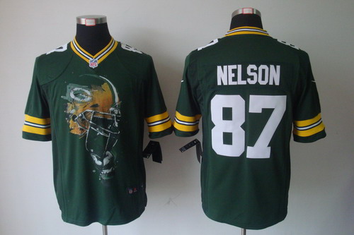 Nike Green Bay Packers 87 Jordy Nelson Green NFL Helmet Tri-Blend Limited Jerseys