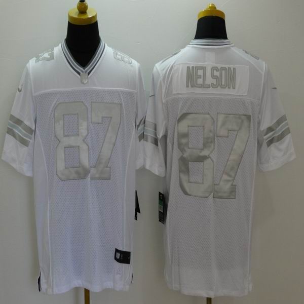 Nike Green Bay Packers 87 Jordy Nelson Platinum White game Jerseys
