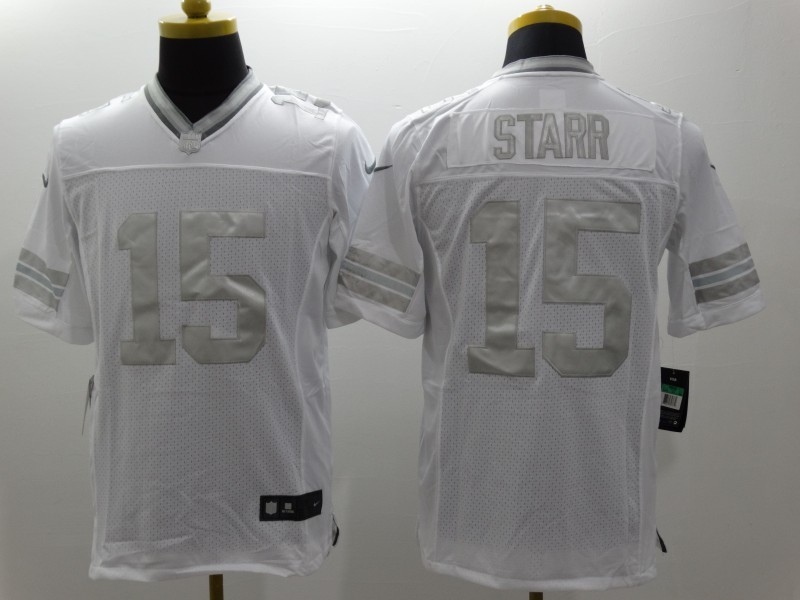 Nike Green Bay Packers Bart Starr 15 Platinum White Limited Jerseys