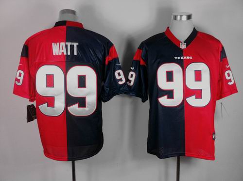 Nike Houston Texans  99 J.J. Watt blue and red Men Split Elite jerseys