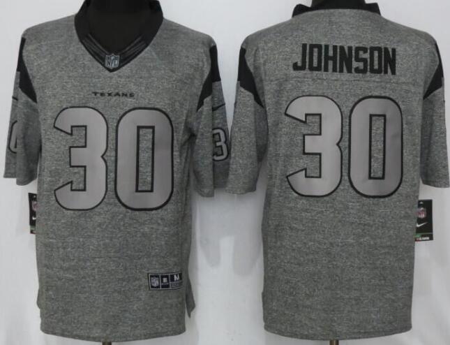 Nike Houston Texans 30 Johnson Gray  Stitched Gridiron Gray Limited Jersey