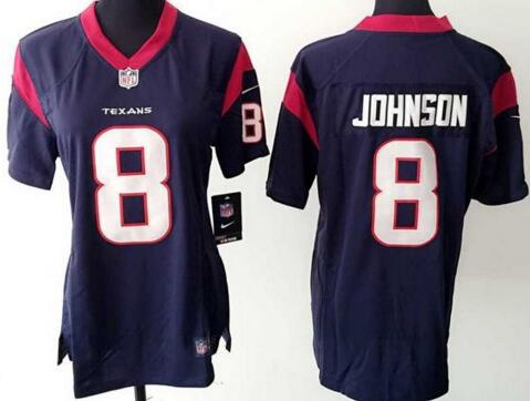 Nike Houston Texans 8 Will Johnson women blue NFL football Jerseys