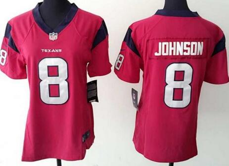Nike Houston Texans 8 Will Johnson women red NFL football Jerseys