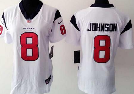 Nike Houston Texans 8 Will Johnson women white NFL football Jerseys