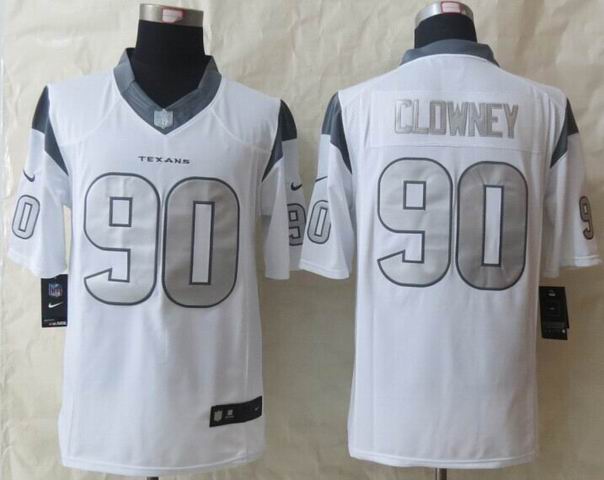 Nike Houston Texans 90 Clowney Platinum White Limited Jerseys