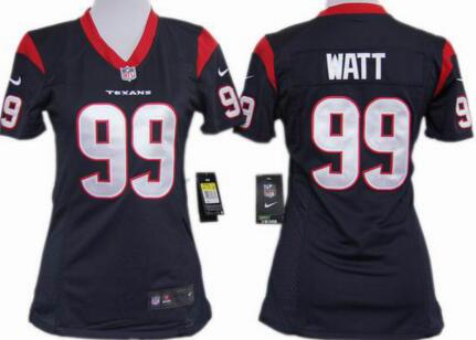 Nike Houston Texans 99 J.J. Watt blue women football nfl jerseys