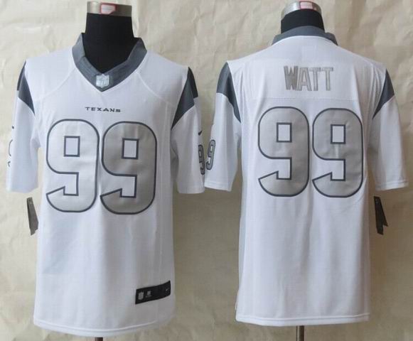 Nike Houston Texans 99 Watt Platinum White Limited Jerseys