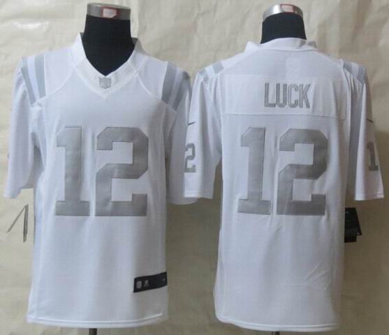 Nike Indianapolis Colts 12 Luck Platinum White Limited Jerseys