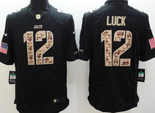 Nike Indianapolis Colts 12 Luck Platinum black usa falg nfl football Limited Jerseys