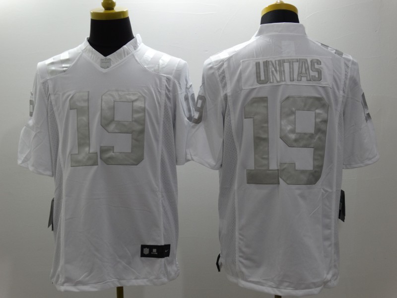 Nike Indianapolis Colts 19 Johnny Unitas Platinum White Limited Jerseys