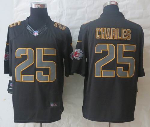 Nike Kansas City Chiefs 25 Charles Impact Limited Black Jerseys