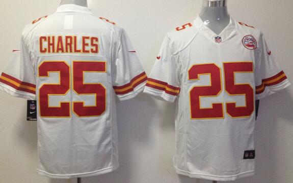 Nike Kansas City Chiefs 25 Jamaal Charles Game White NFL Jerseys