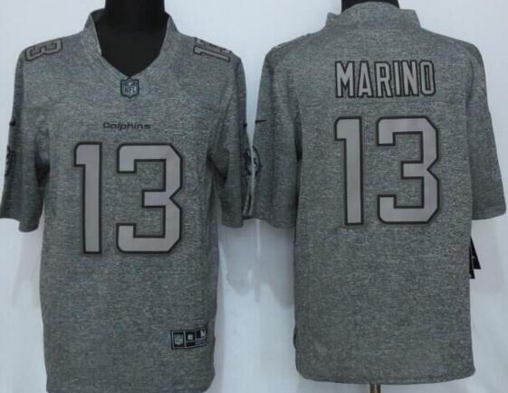 Nike Miami Dolphins 13 Marino Gray Stitched Gridiron Gray Limited Jersey