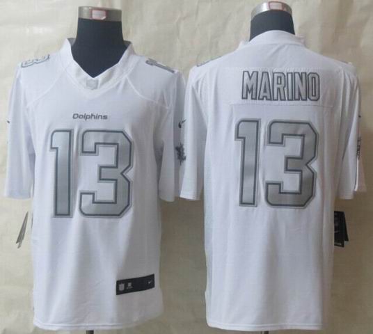 Nike Miami Dolphins 13 Marino Platinum White Limited Jerseys