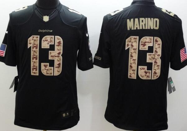 Nike Miami Dolphins 13 Marino black usa flag men men nfl football Limited Jerseys