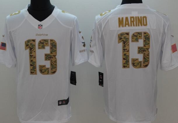 Nike Miami Dolphins 13 Marino white usa flag men men nfl football Limited Jerseys