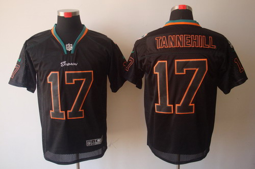 Nike Miami Dolphins 17 Ryan Tannehill Elite Black NFL Lights Out Jerseys