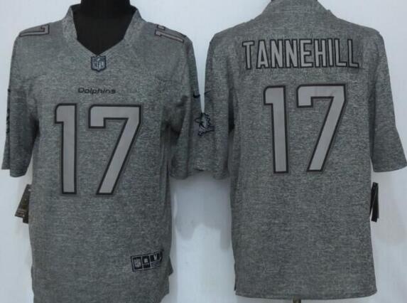 Nike Miami Dolphins 17 Tannehill Gray Stitched Gridiron Gray Limited Jersey