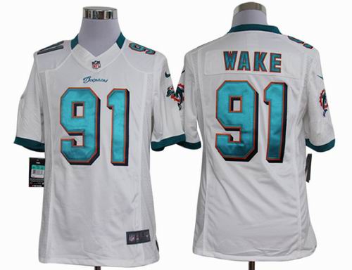 Nike Miami Dolphins 91 WAKE white Limited Jersey
