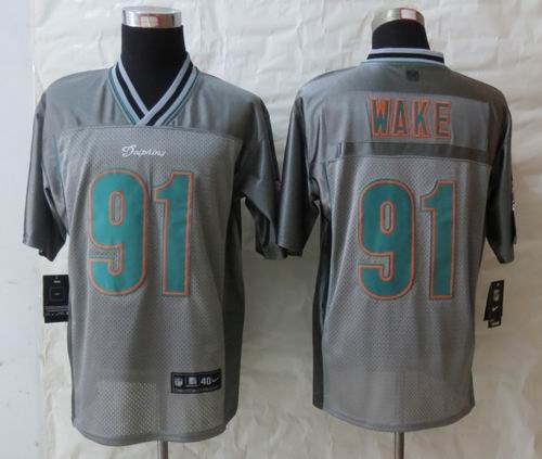 Nike Miami Dolphins 91 Wake Grey Vapor Elite Jerseys