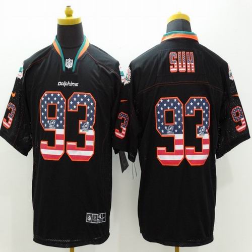 Nike Miami Dolphins 93 Ndamukong Suh black usa flag fashion nfl jersey