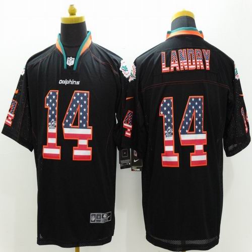 Nike Miami Dolphins Jarvis Landry 14 black usa flag fashion nfl jersey