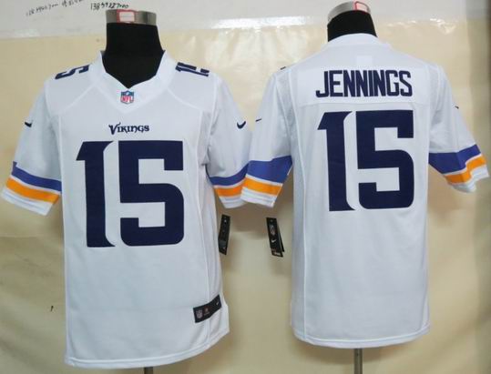 Nike Minnesota Vikings 15 Jennings White Limited Jerseys