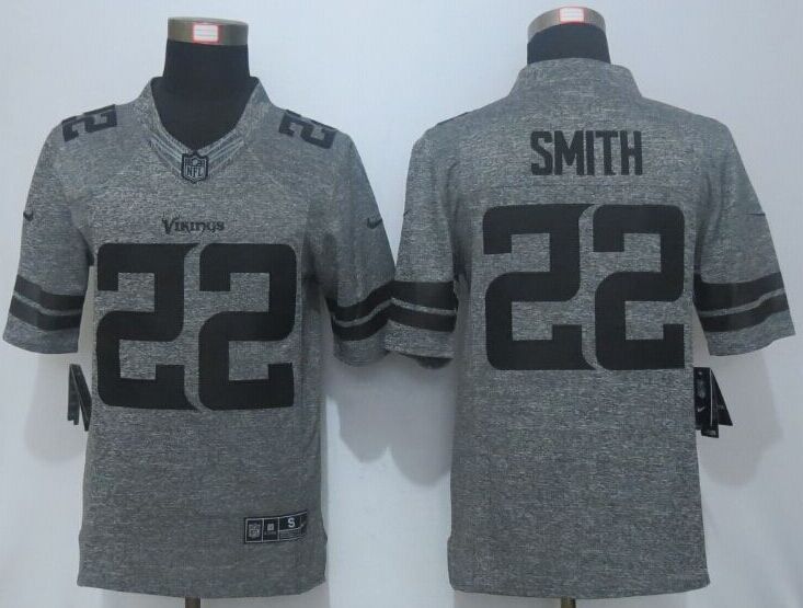 Nike Minnesota Vikings 22 Smith Gray Men Stitched Gridiron Gray Limited Jersey