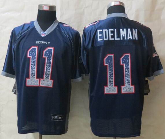Nike New England Patriots 11 Edelman Drift Fashion Blue Elite Jerseys