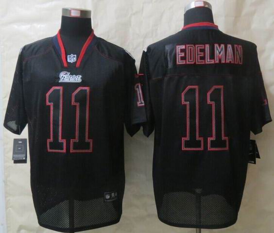 Nike New England Patriots 11 Edelman Lights Out Black Elite Jersey