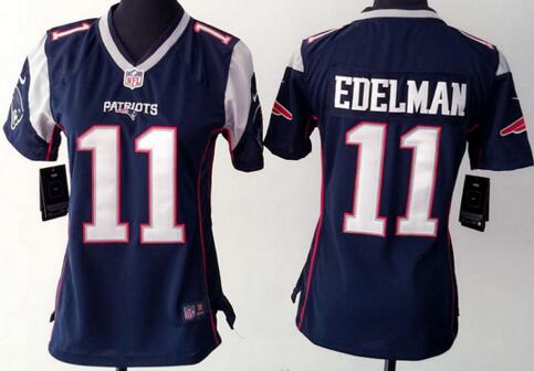 Nike New England Patriots 11 Julian Edelman blue women football jerseys
