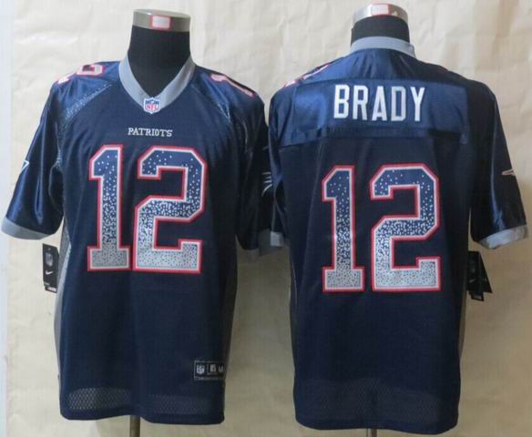 Nike New England Patriots 12 Brady Drift Fashion Blue Elite Jerseys