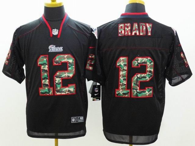 Nike New England Patriots 12 Brady Fashion Black camo Elite nfl Jerseys