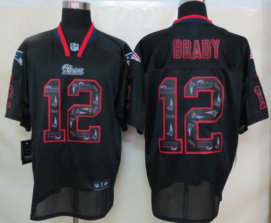 Nike New England Patriots 12 Brady Lights Out Black Elite Jerseys
