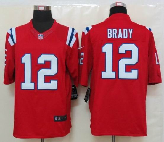 Nike New England Patriots 12 Brady Red Limited Jersey