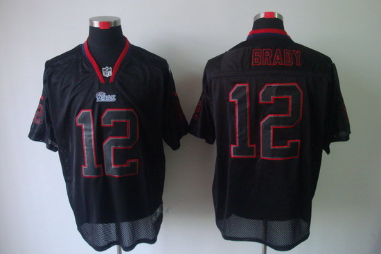 Nike New England Patriots 12 Tom Brady Elite Black NFL Lights Out Jerseys