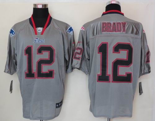 Nike New England Patriots 12 Tom Brady Elite Grey NFL Lights Out Jersey