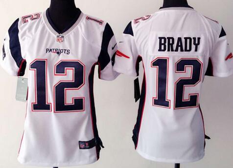 Nike New England Patriots 12 Tom Brady white women football jerseys