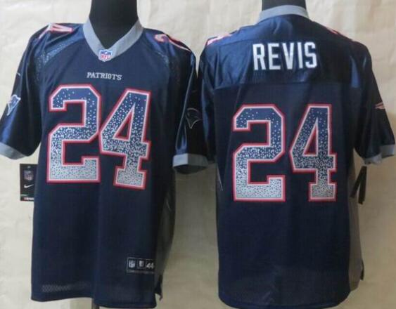 Nike New England Patriots 24 Revis Drift Fashion Blue Elite Jerseys